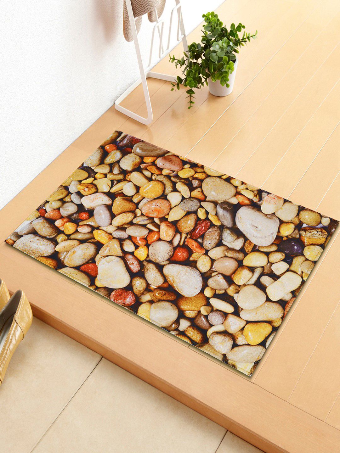 Story@home Beige & Orange Printed Anti-Skid Doormat Price in India