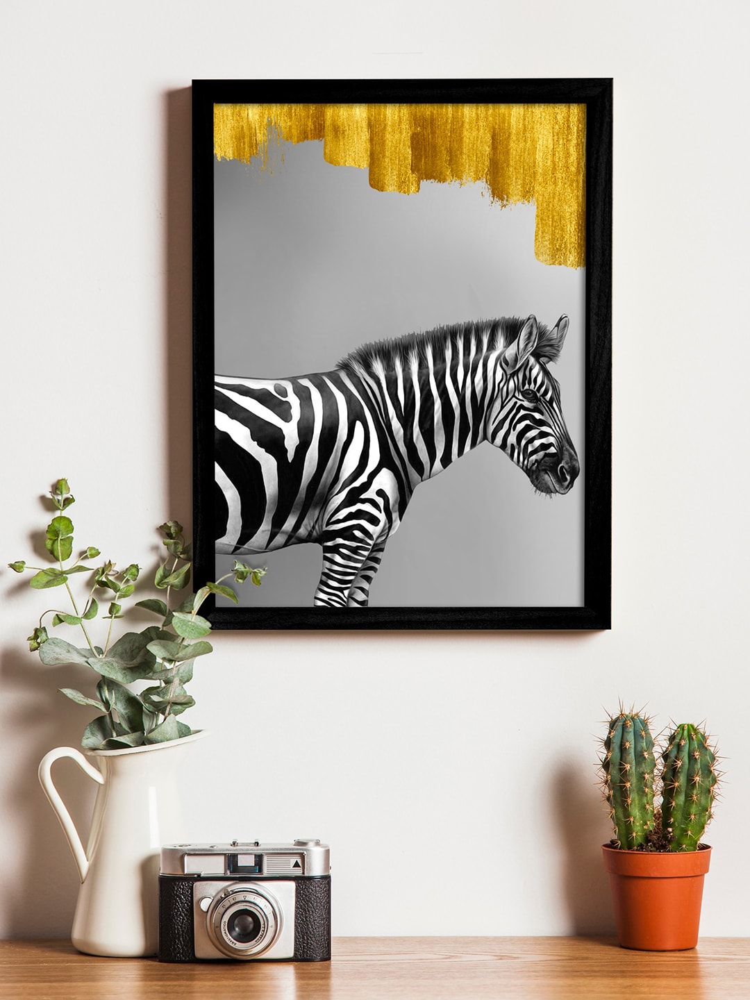 Art Street Grey & Black Printed Synthetic Wood Framed Individual Wall Art Price in India