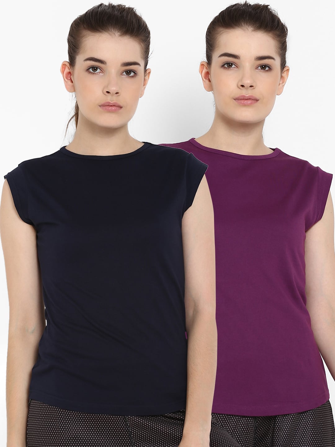appulse Women Pack of 2 Solid Round Neck T-shirts Price in India