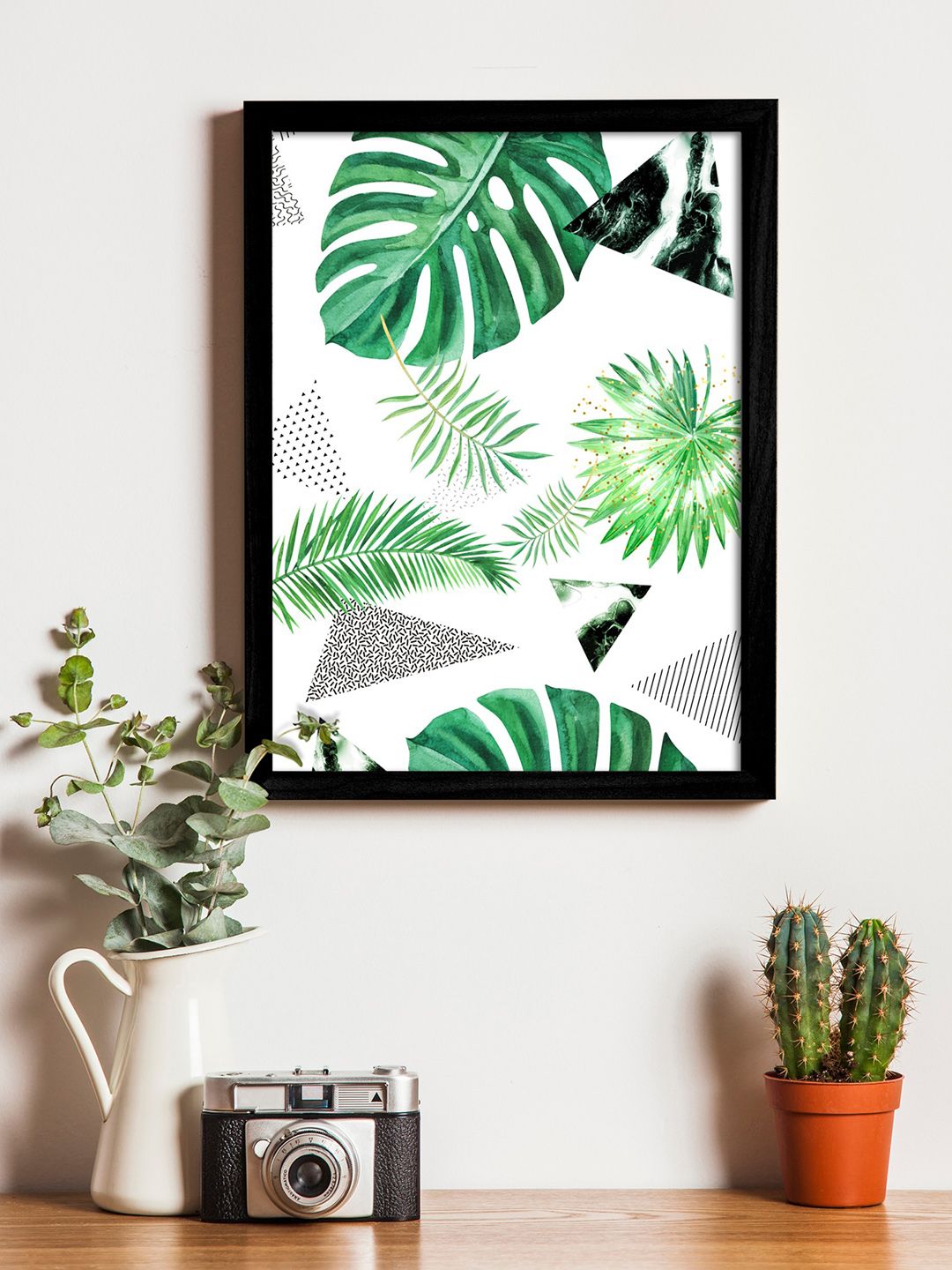 Art Street White & Green Printed Synthetic Wood Framed Individual Wall Art Price in India