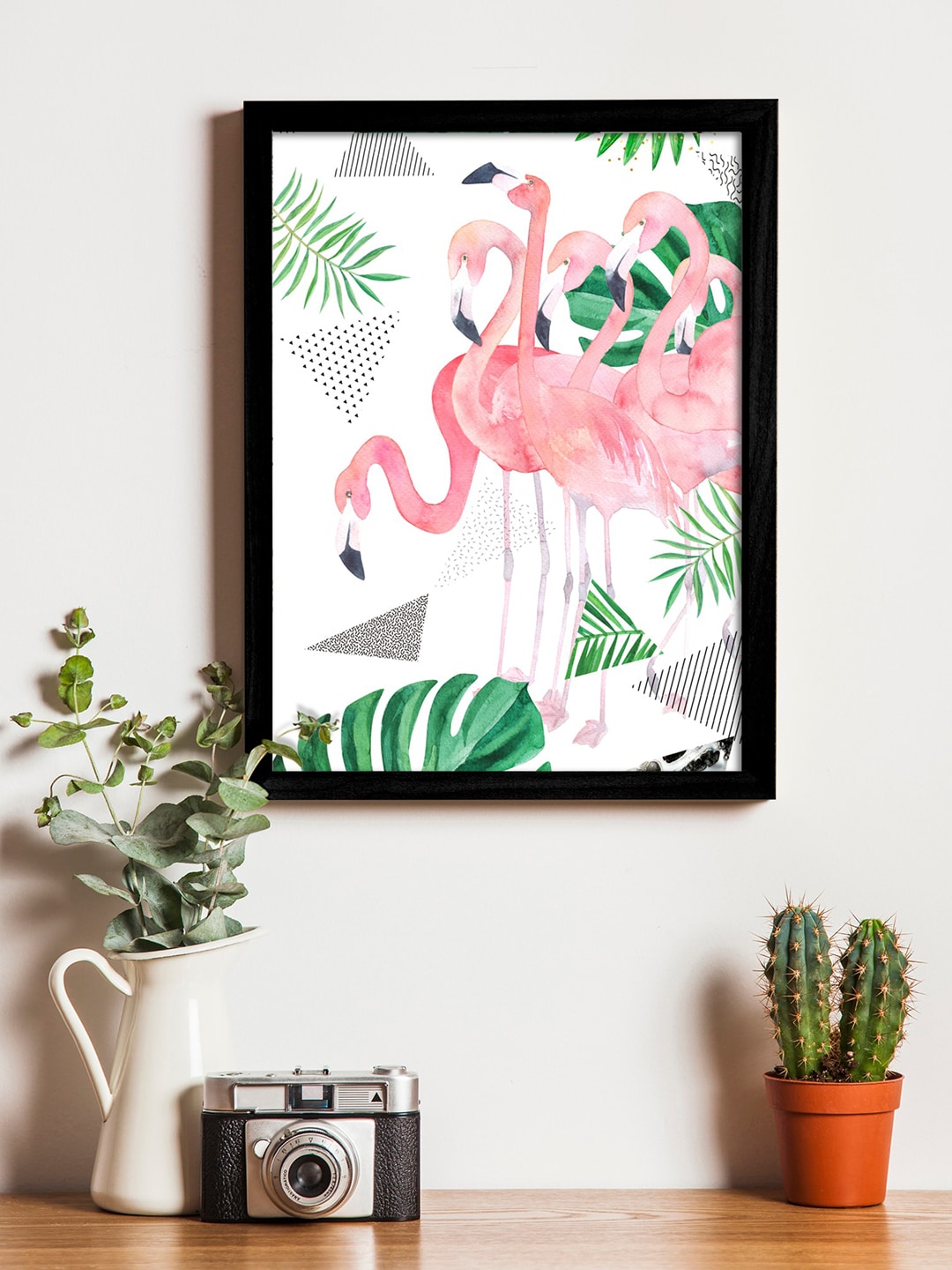 Art Street White & Pink Printed Synthetic Wood Framed Individual Wall Art Price in India