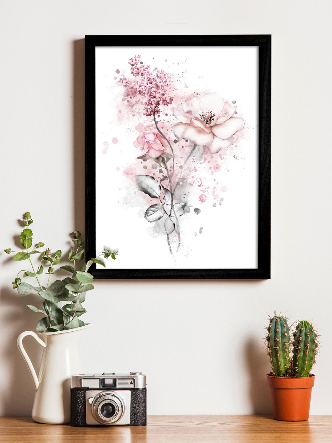 Art Street White & Pink Printed Synthetic Wood Framed Individual Wall Art Price in India