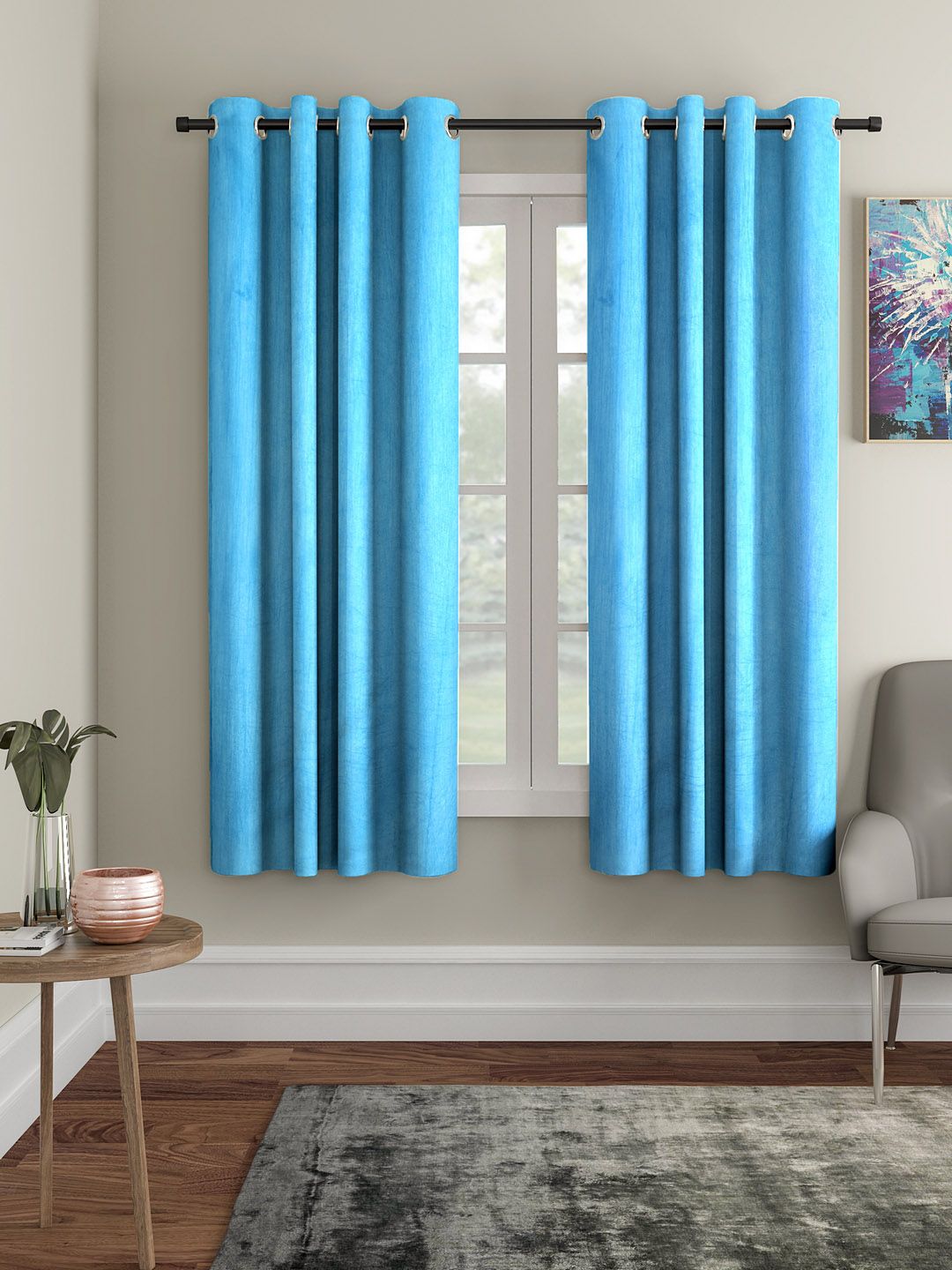 Home Sizzler Blue Set of 2 Window Curtains Price in India