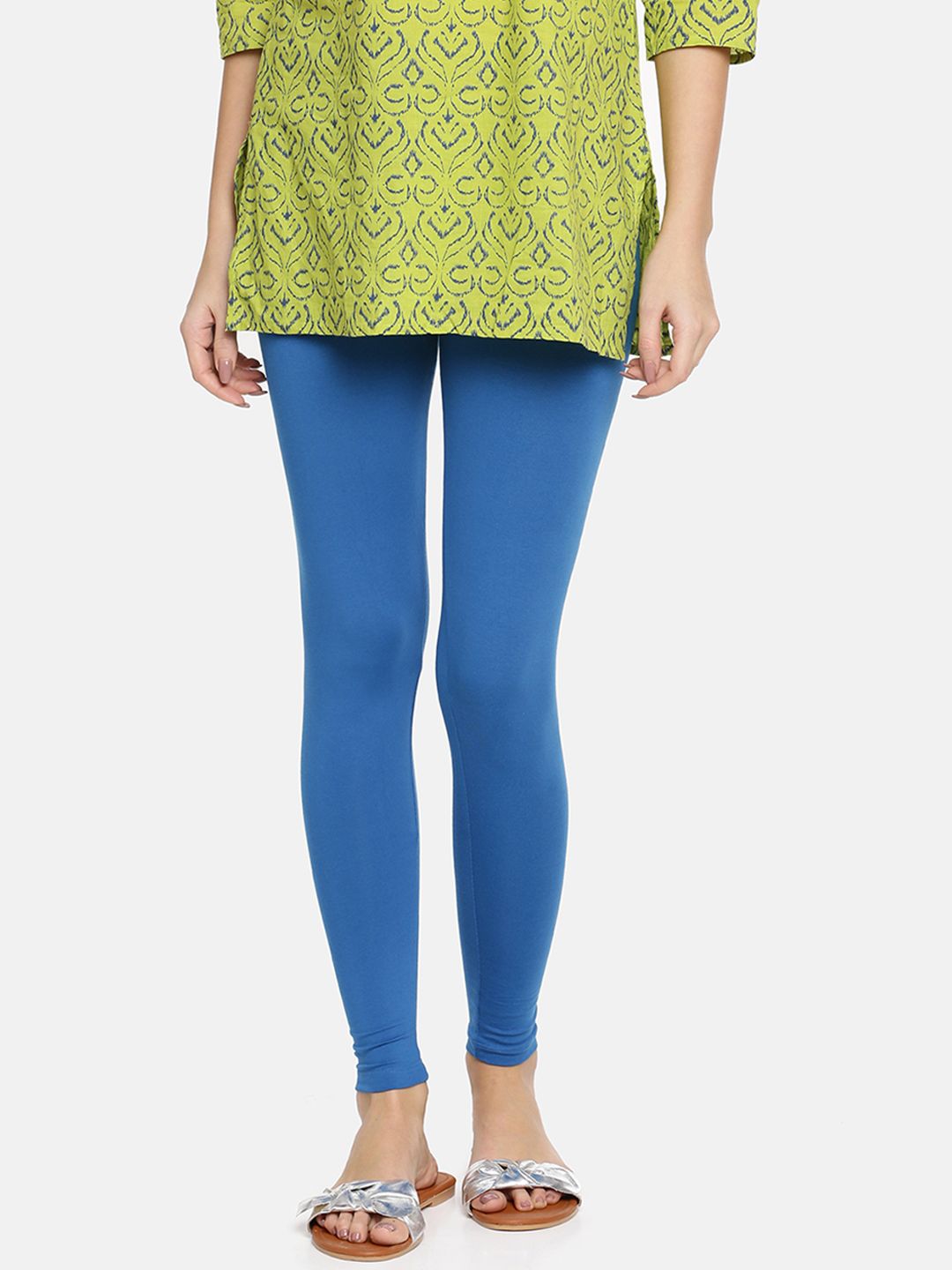 TWIN BIRDS Women Blue Solid Ankle-Length Leggings Price in India