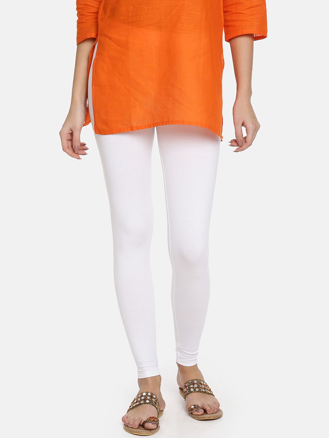 TWIN BIRDS Women White Solid Ankle-Length Leggings Price in India