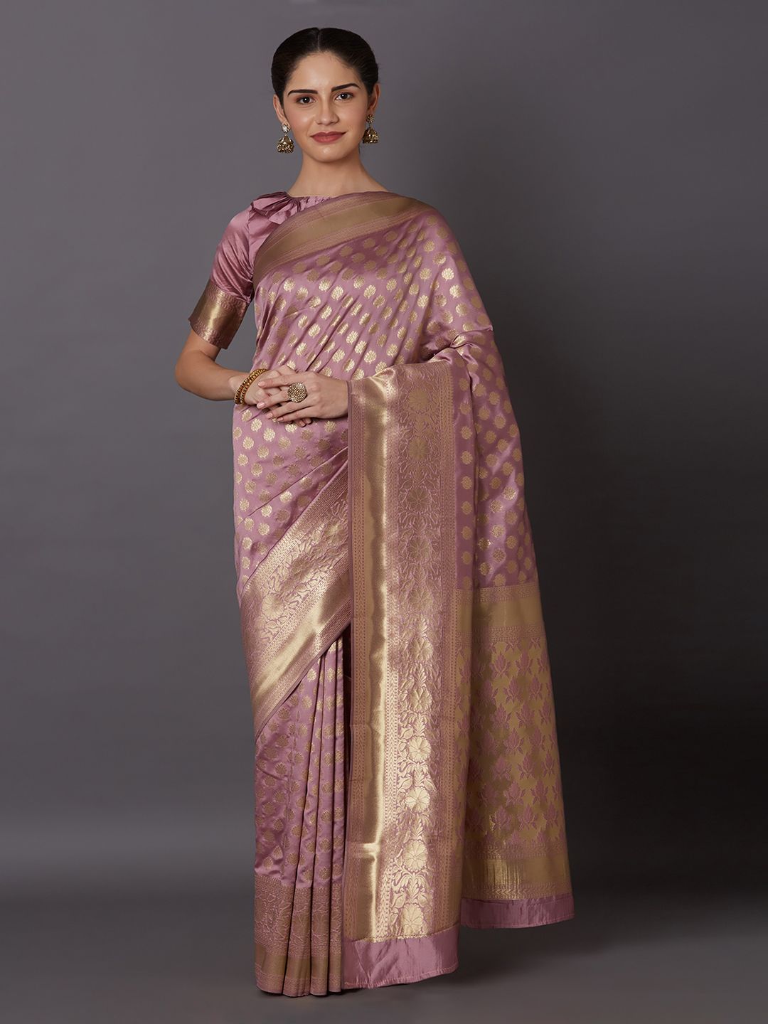 Mitera Lavender Woven Design Kanjeevaram Saree Price in India