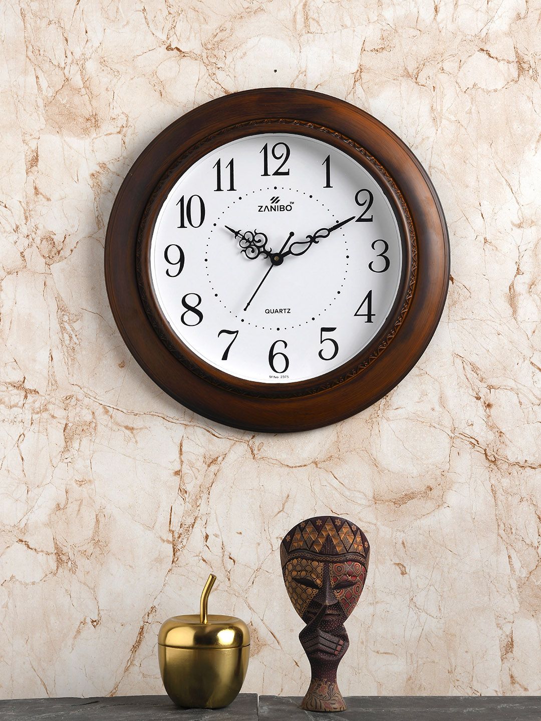 ZANIBO White Round Solid 40 cm Analogue Wall Clock Price in India