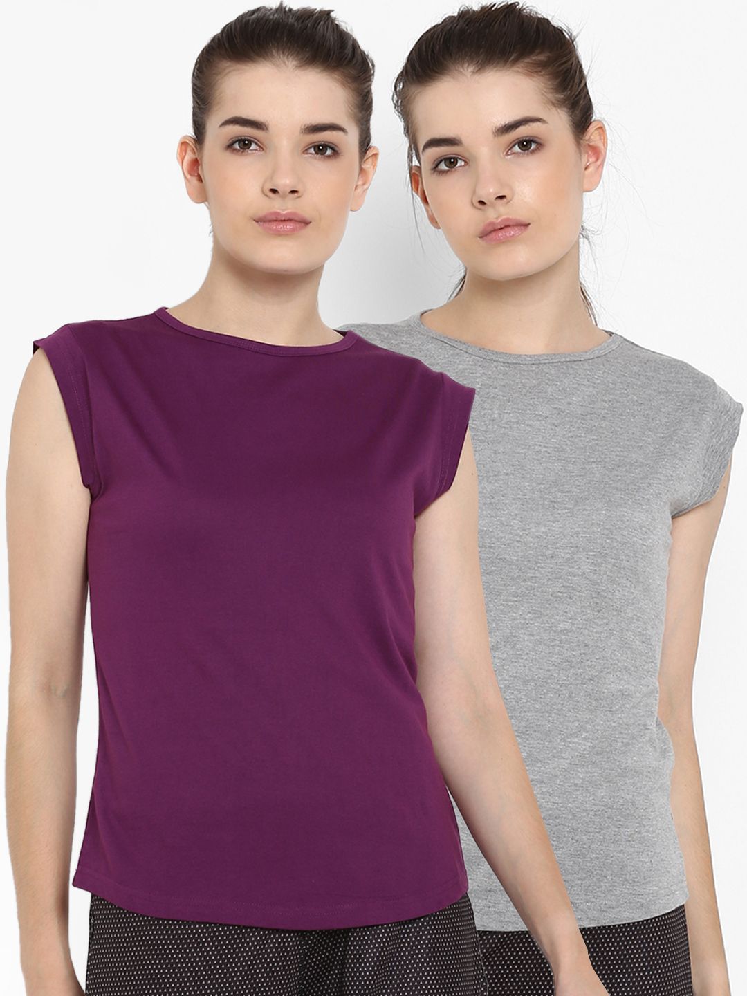 appulse Women Pack Of 2 Solid Round Neck T-shirts Price in India