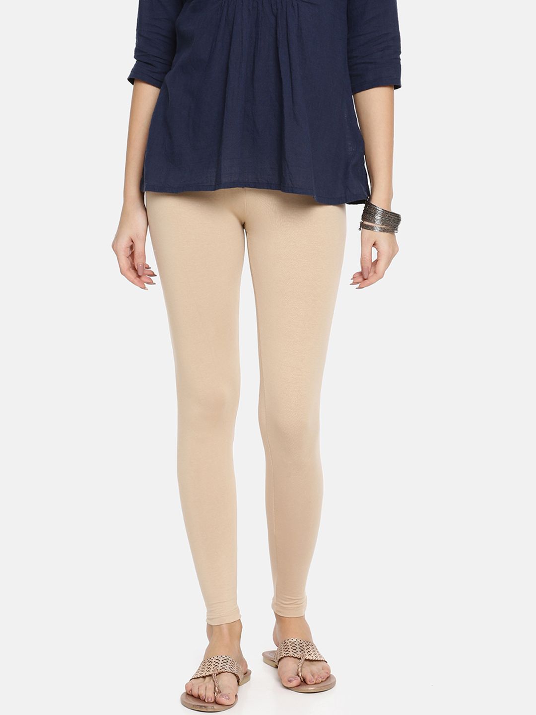 TWIN BIRDS Women Beige Solid Ankle-Length Leggings Price in India