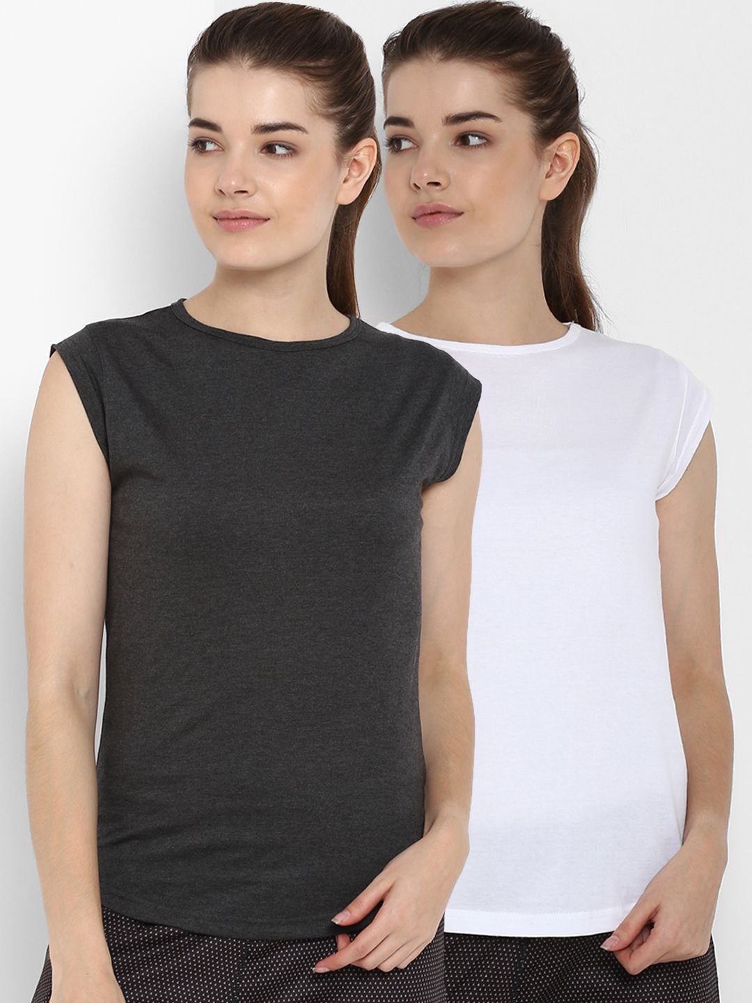 appulse Women Pack Of 2 Solid Round Neck T-shirts Price in India