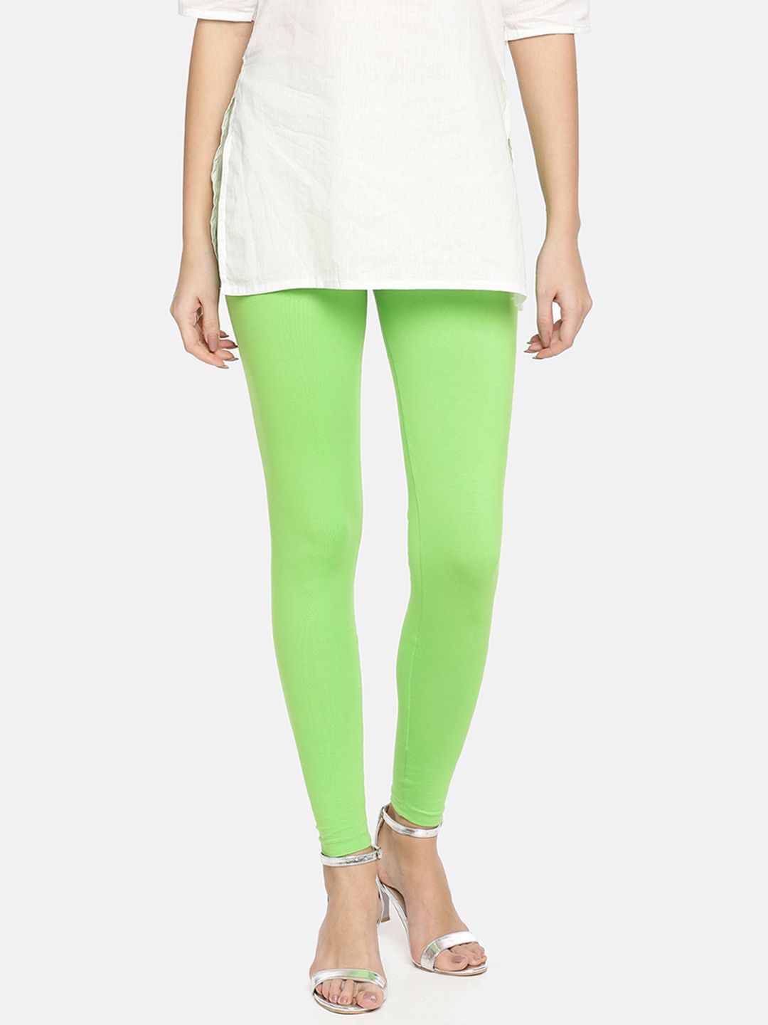 TWIN BIRDS Women Green Solid Ankle-Length Leggings Price in India