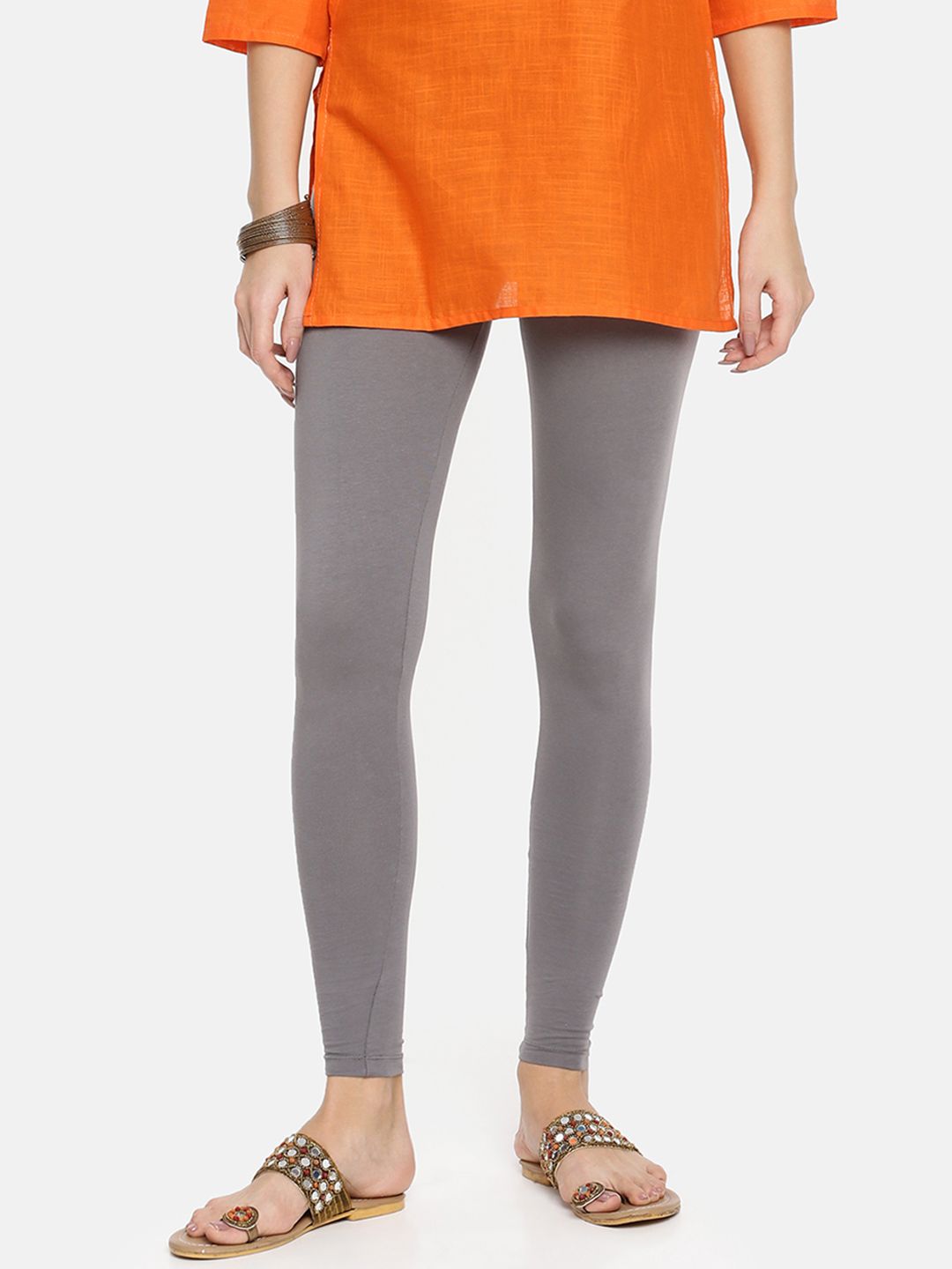 TWIN BIRDS Women Grey Solid Ankle-Length Leggings Price in India