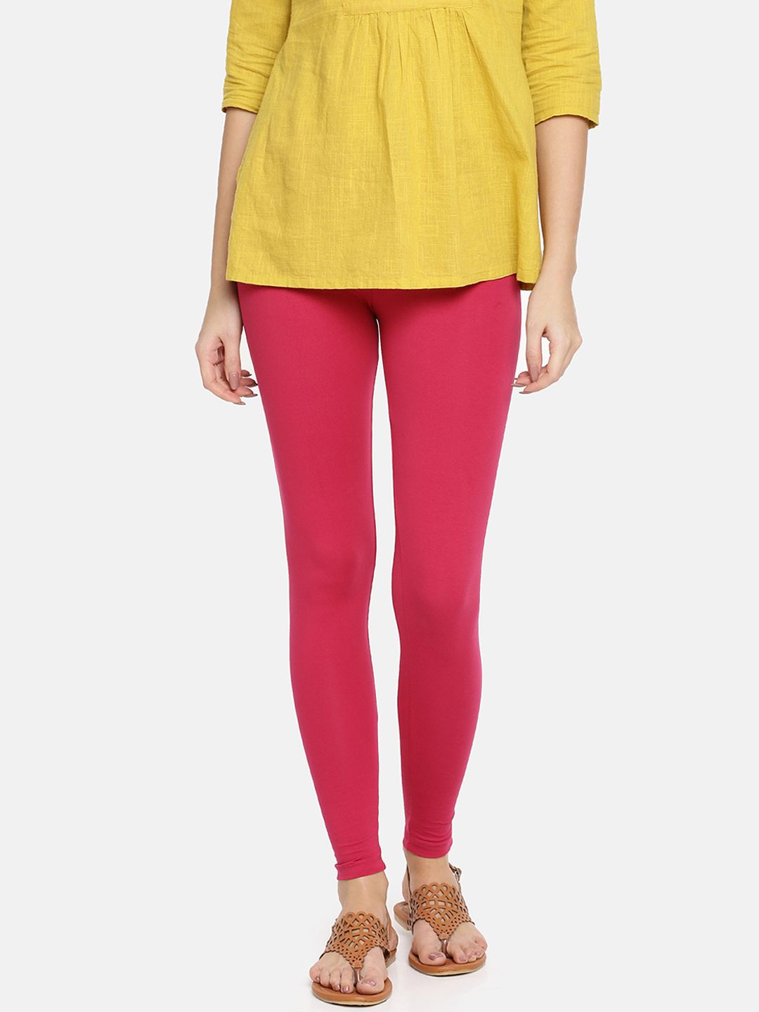 TWIN BIRDS Women Pink Solid Ankle-Length Leggings Price in India