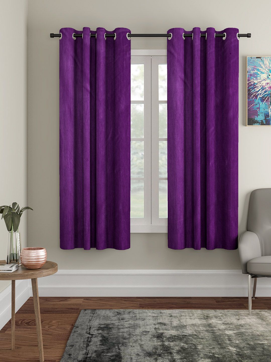 Home Sizzler Purple Set of 2 Window Curtains Price in India