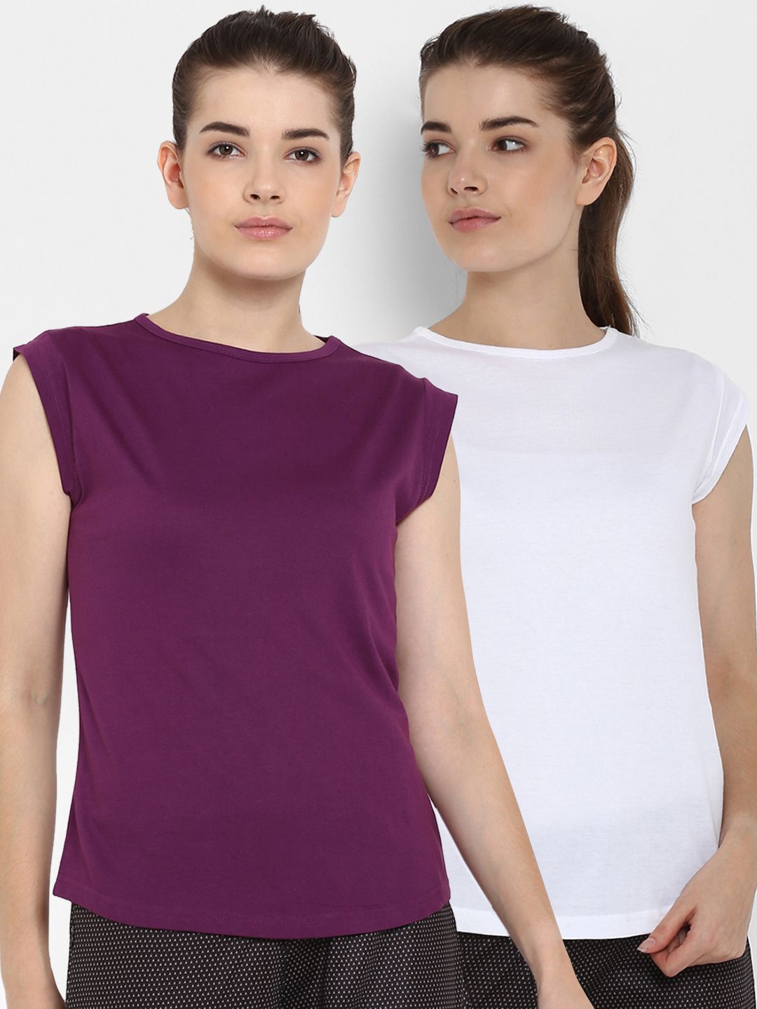 appulse Women Pack Of 2 Solid Round Neck T-shirts Price in India