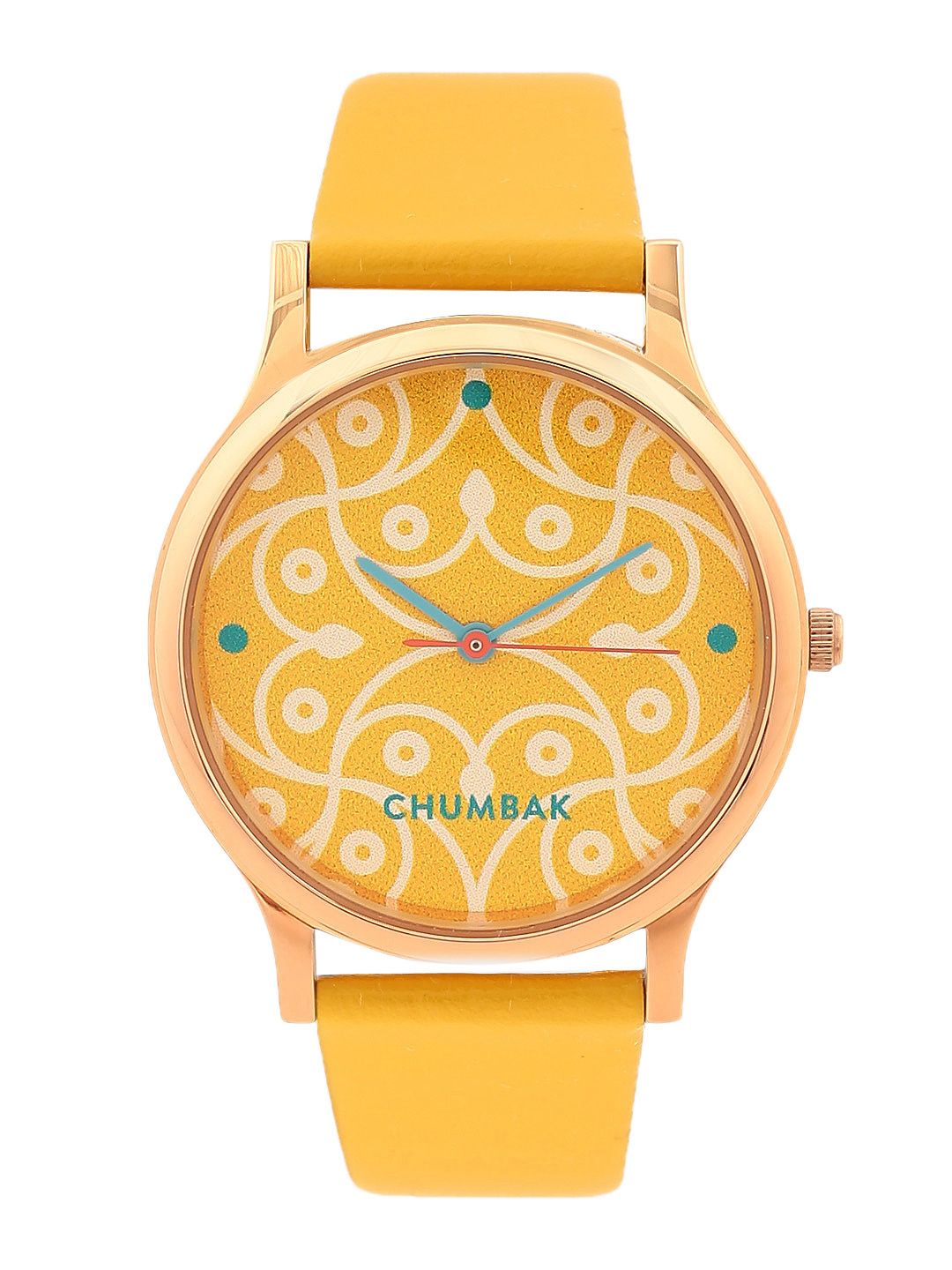 Chumbak Women Yellow Pixel Blossom Analogue Watch 8907605085598 Price in India