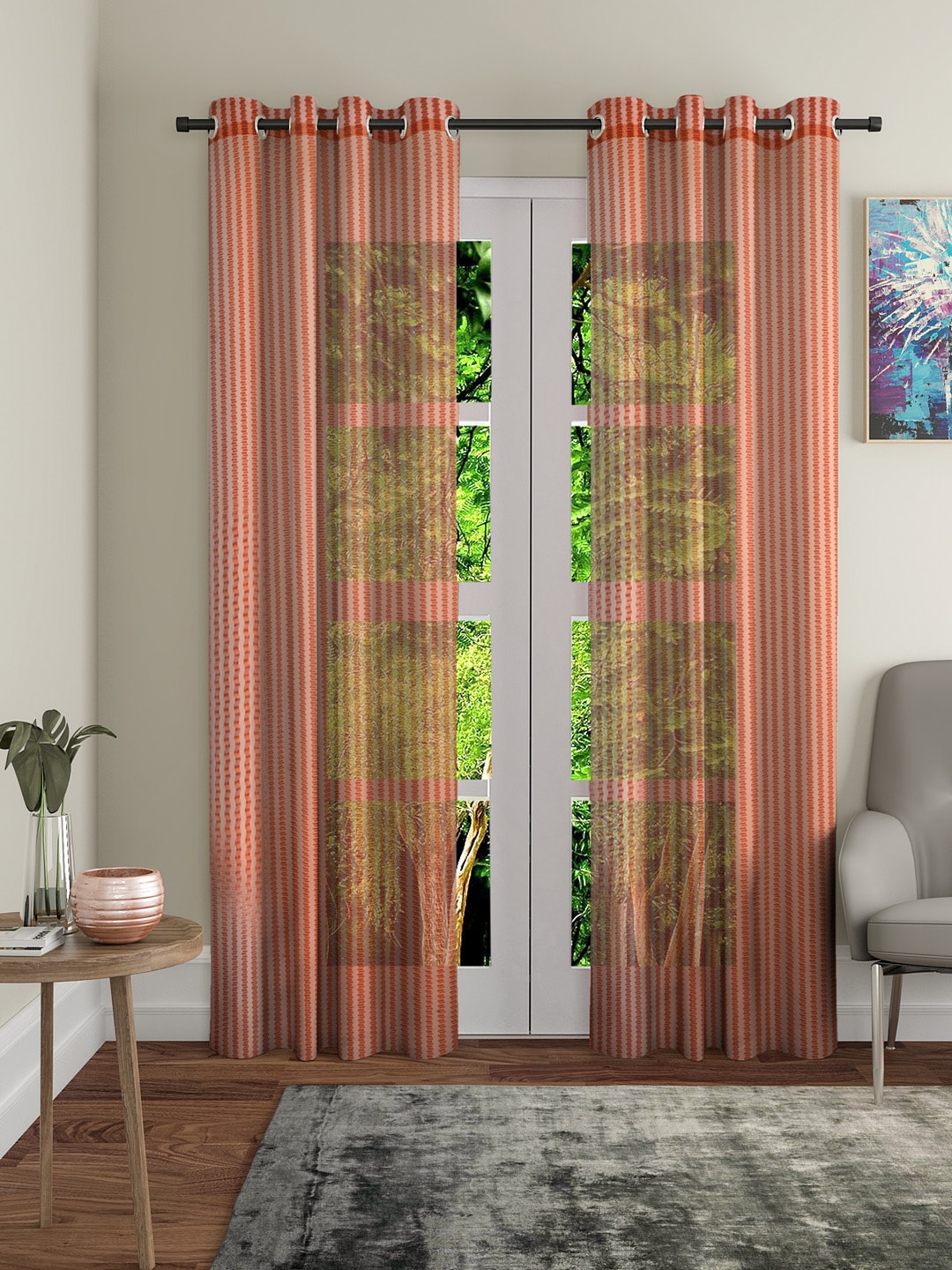 Home Sizzler Rust Set of 2 Door Curtains Price in India