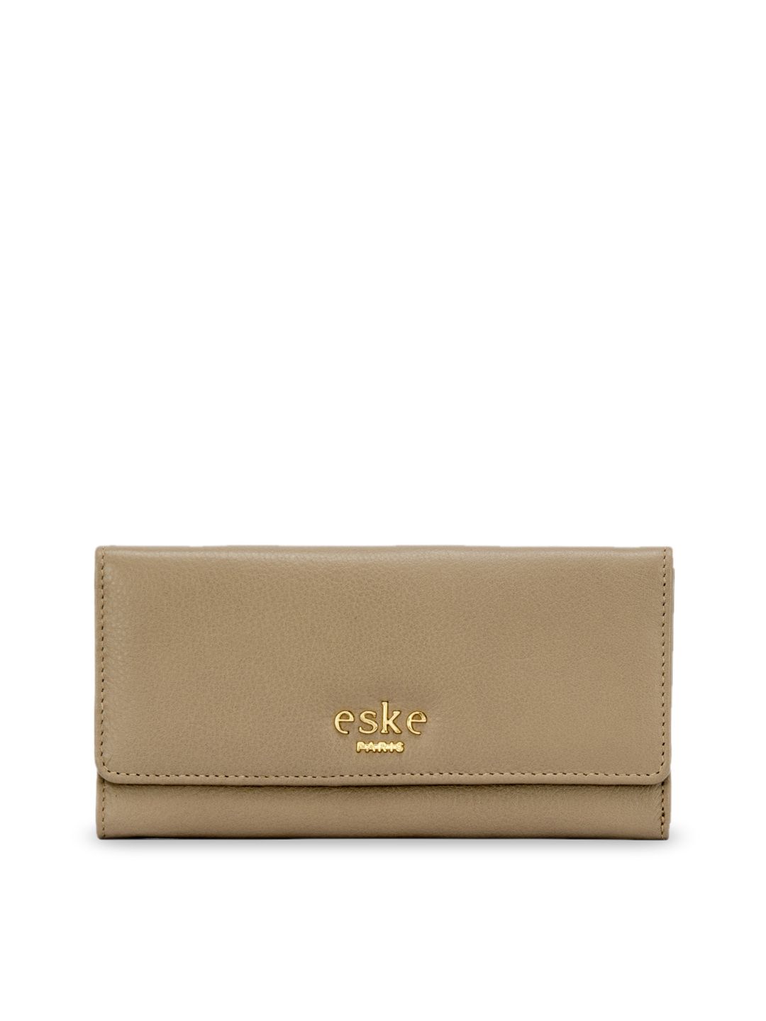 Eske Women Brown Solid Two Fold Leather Wallet Price in India
