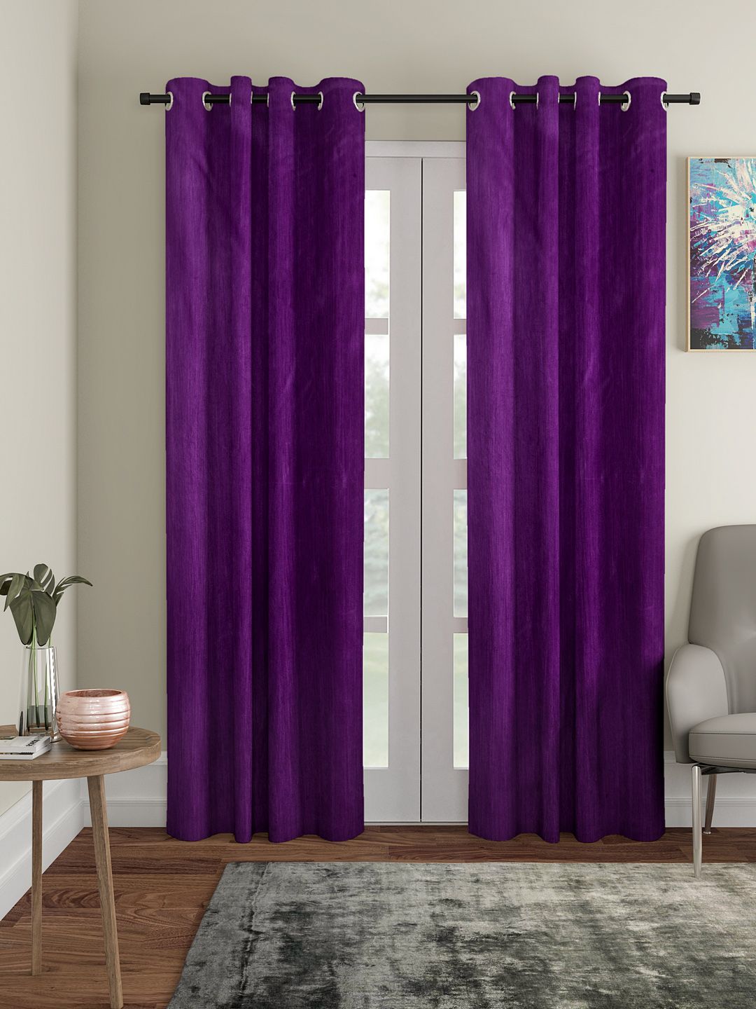 Home Sizzler Purple Set of 2 Long Door Curtains Price in India