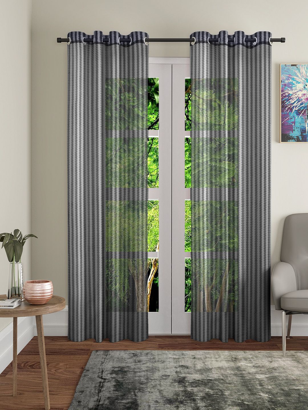 Home Sizzler Black Set of 2 Long Door Curtains Price in India