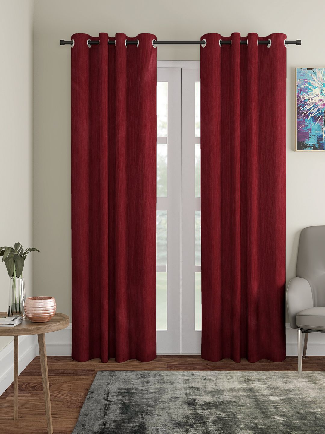 Home Sizzler Maroon Set of 2 Long Door Curtains Price in India