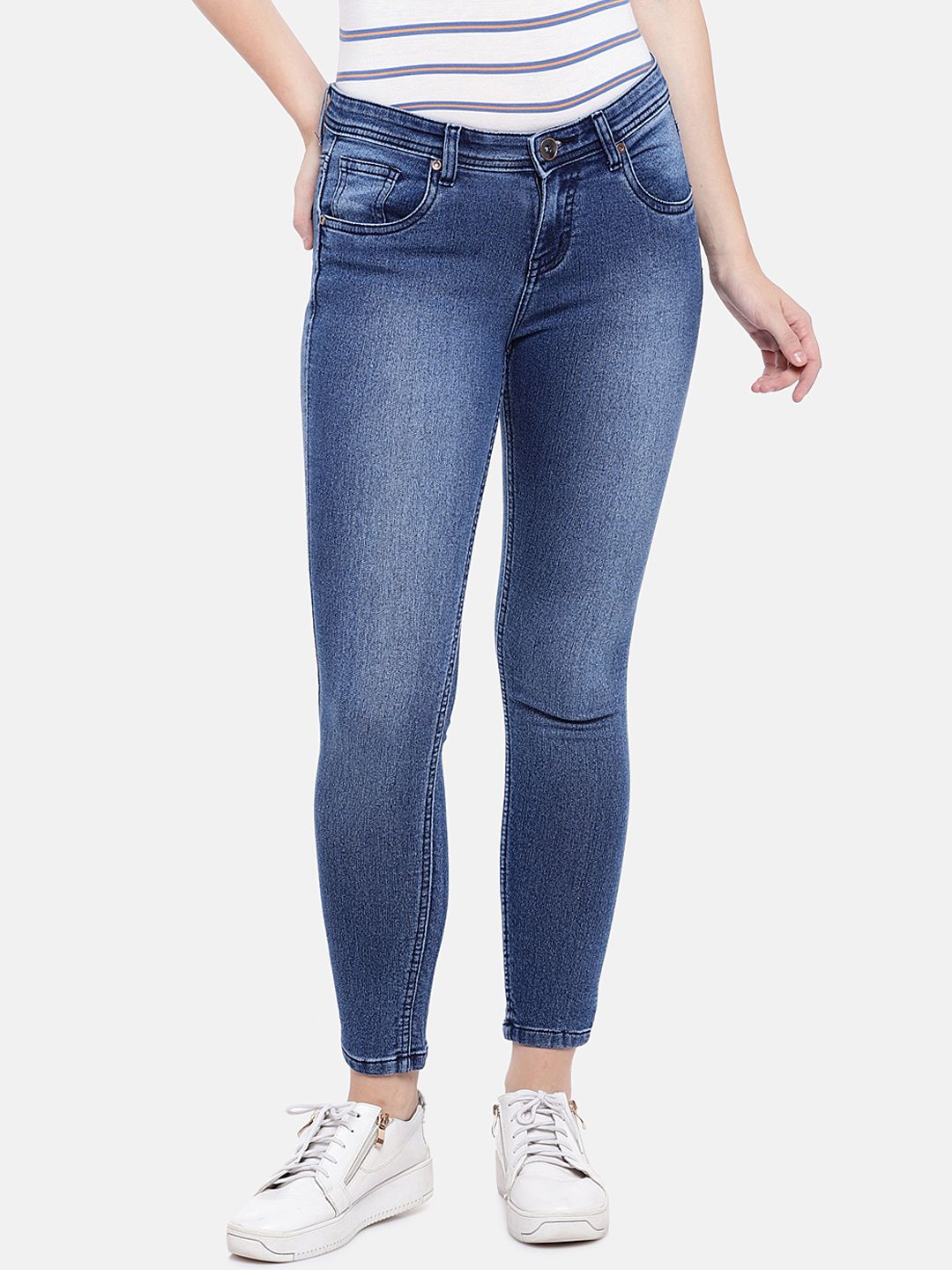 High Star Women Blue Slim Fit Mid-Rise Clean Look Stretchable Jeans Price in India