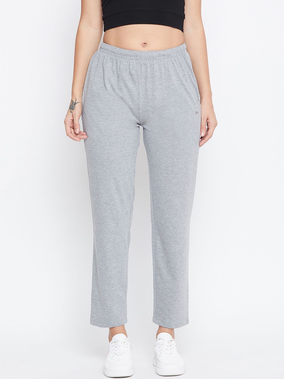 Okane Women Grey Solid Track Pants Price in India