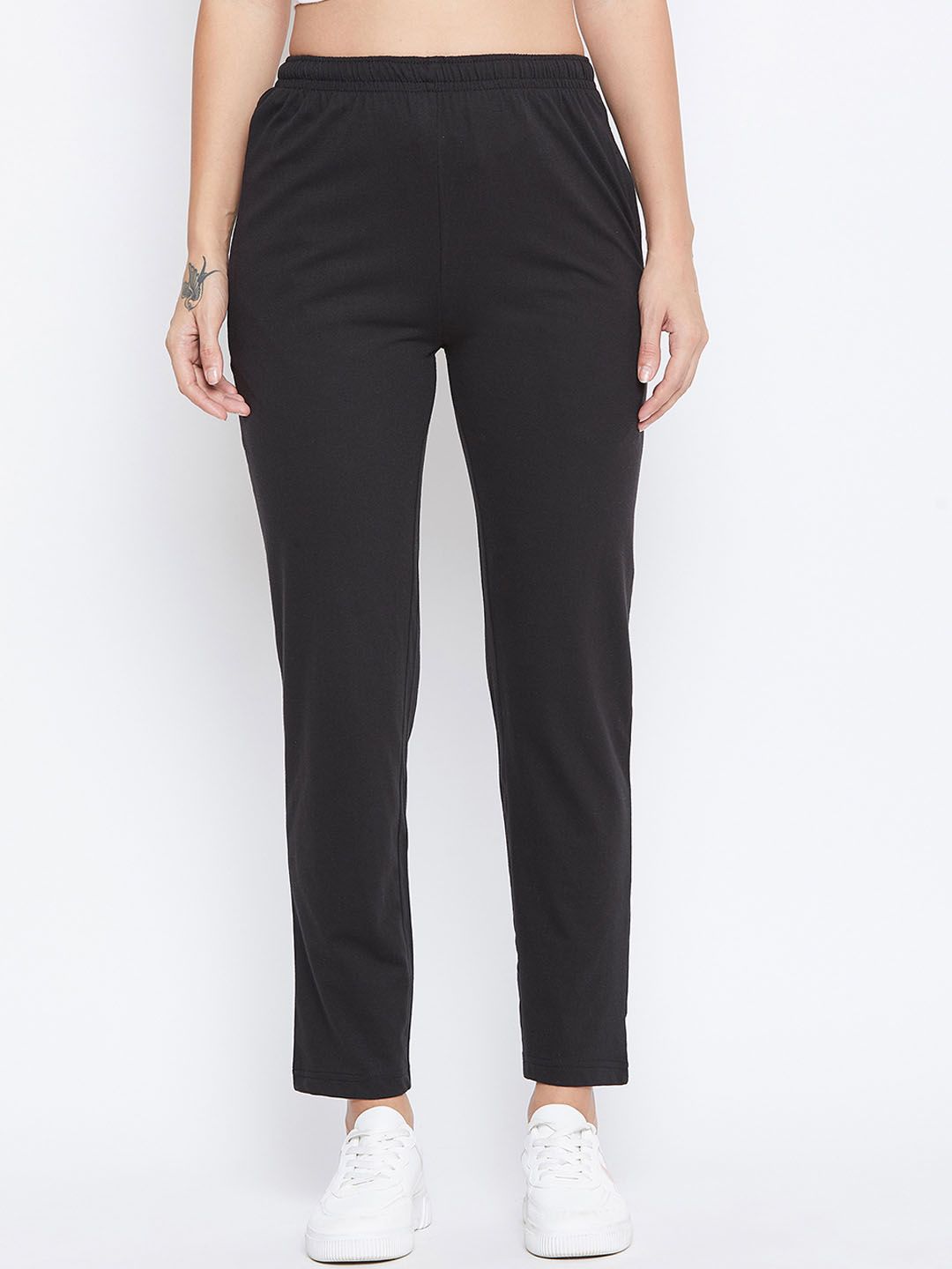 Okane Women Black Solid Track Pants Price in India