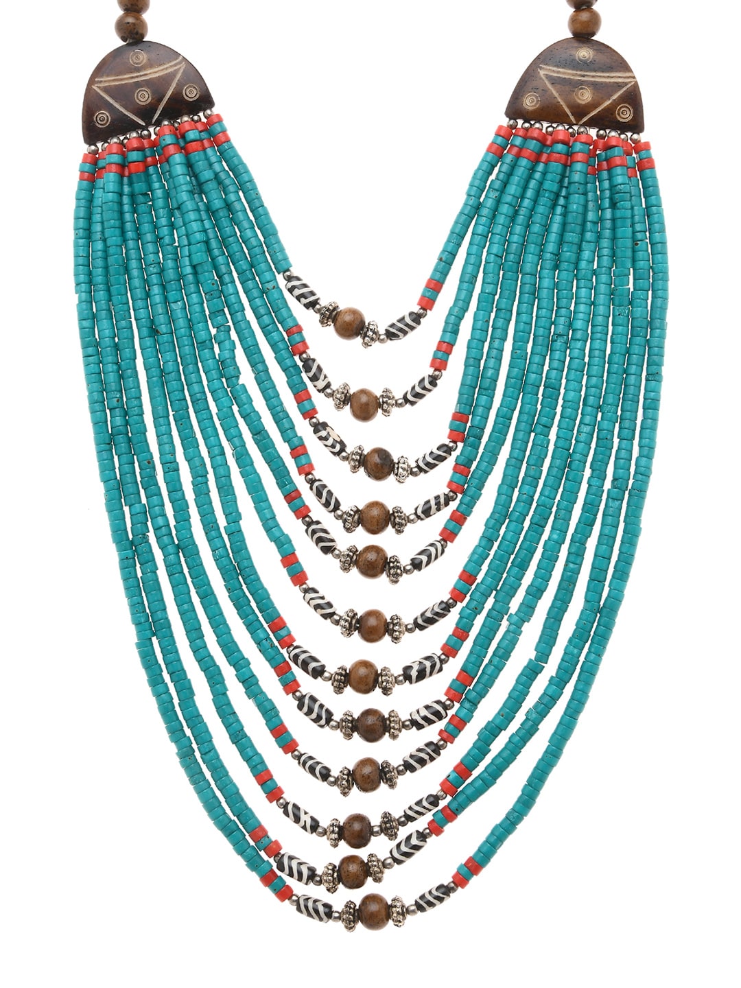 Bamboo Tree Jewels Blue & Brown Multistrand Handcrafted Necklace Price in India