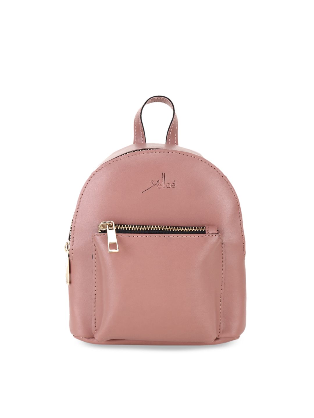 yelloe Women Peach-Coloured Solid Backpack Price in India
