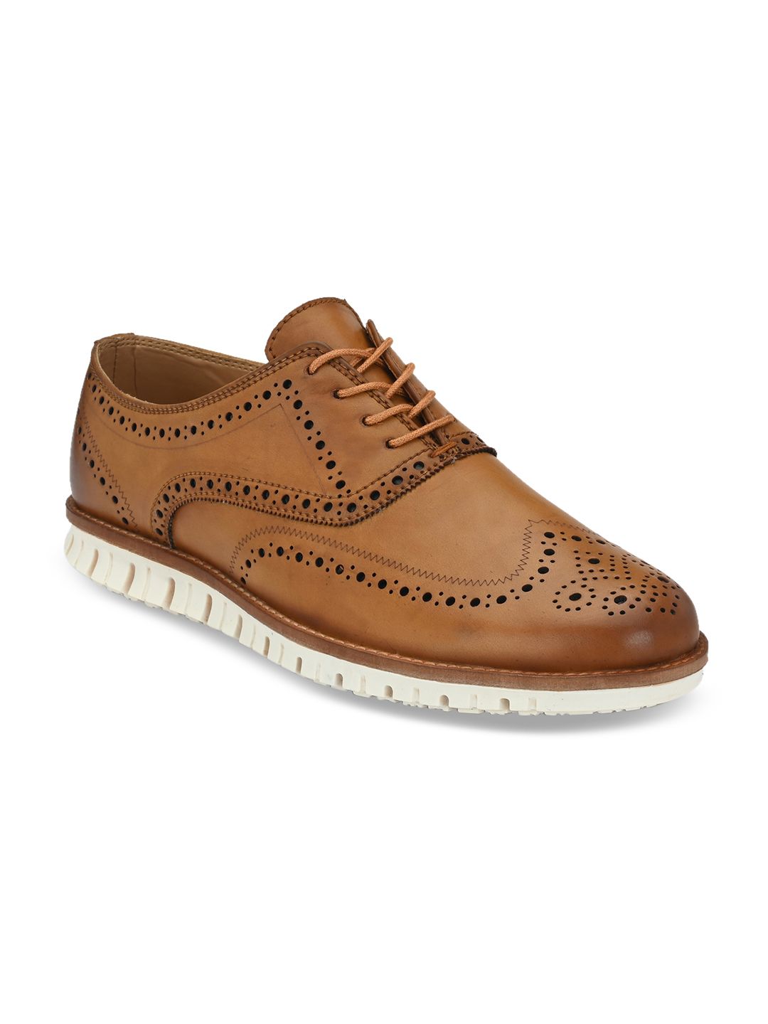 El Paso Men Tan Brown Lightweight Brogues