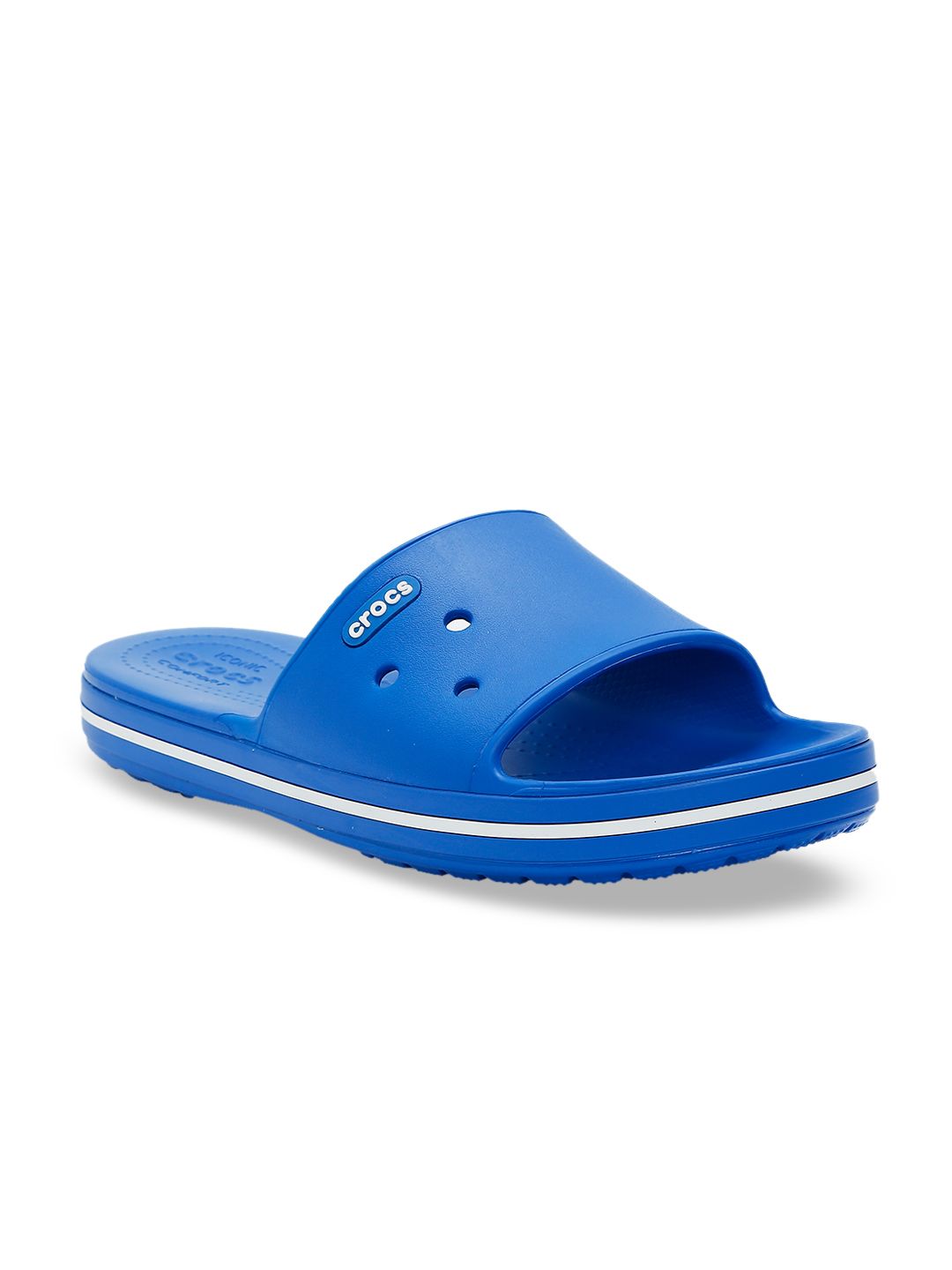 Crocs Crocband  Unisex Blue Solid Sliders Price in India