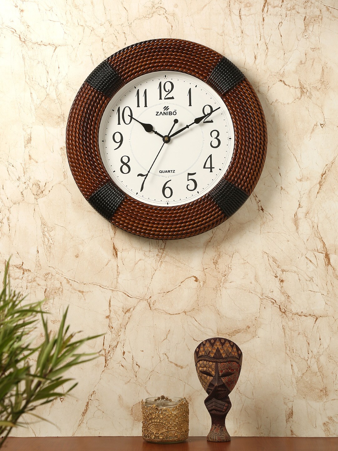 ZANIBO White Round Solid 40 cm Analogue Wall Clock Price in India