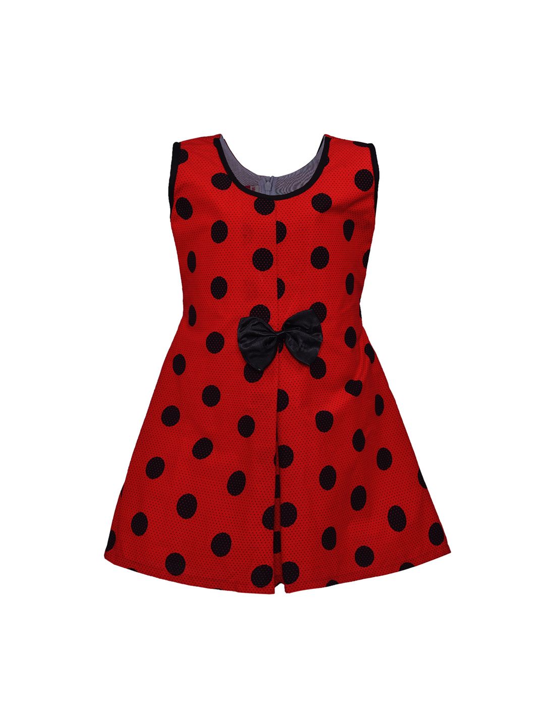 Wish Karo Girls Red Polka Dots Fit and Flare Dress