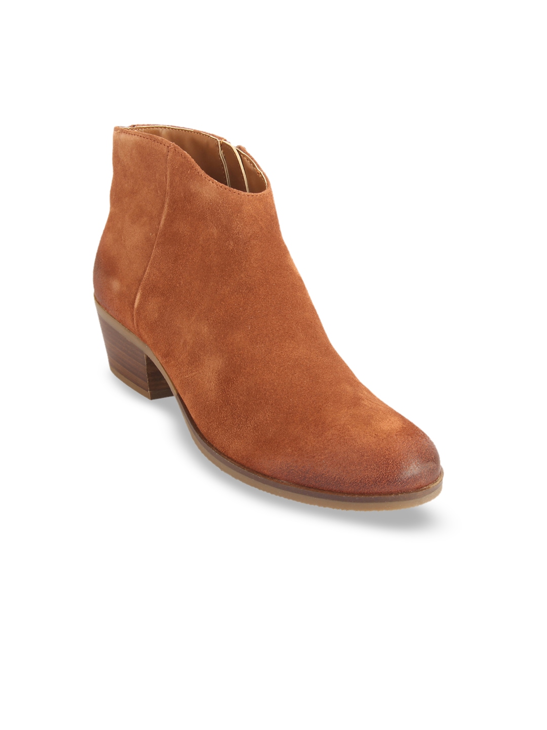 Clarks Women Tan Brown Solid Mid-Top Heeled Suede Boots Price in India