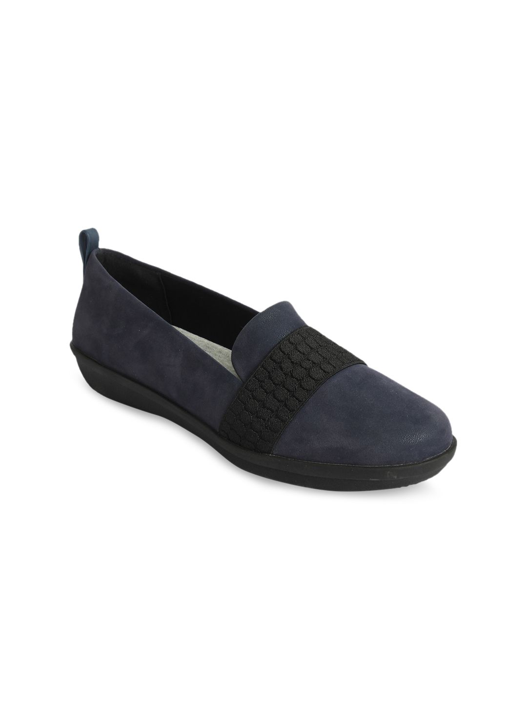 Clarks Women Navy Blue & Black Solid Loafers Price in India