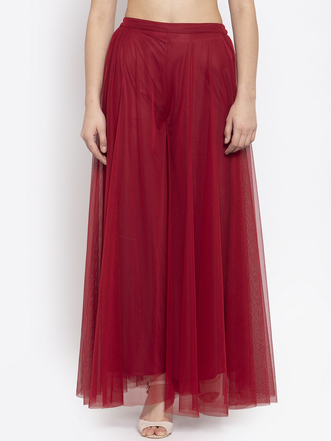 Just Wow Women Maroon Solid Flared Palazzos