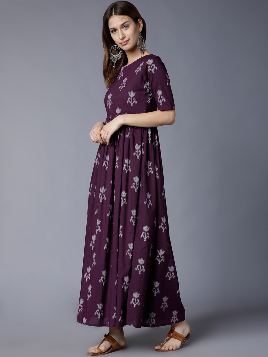 vishudh black printed maxi dress