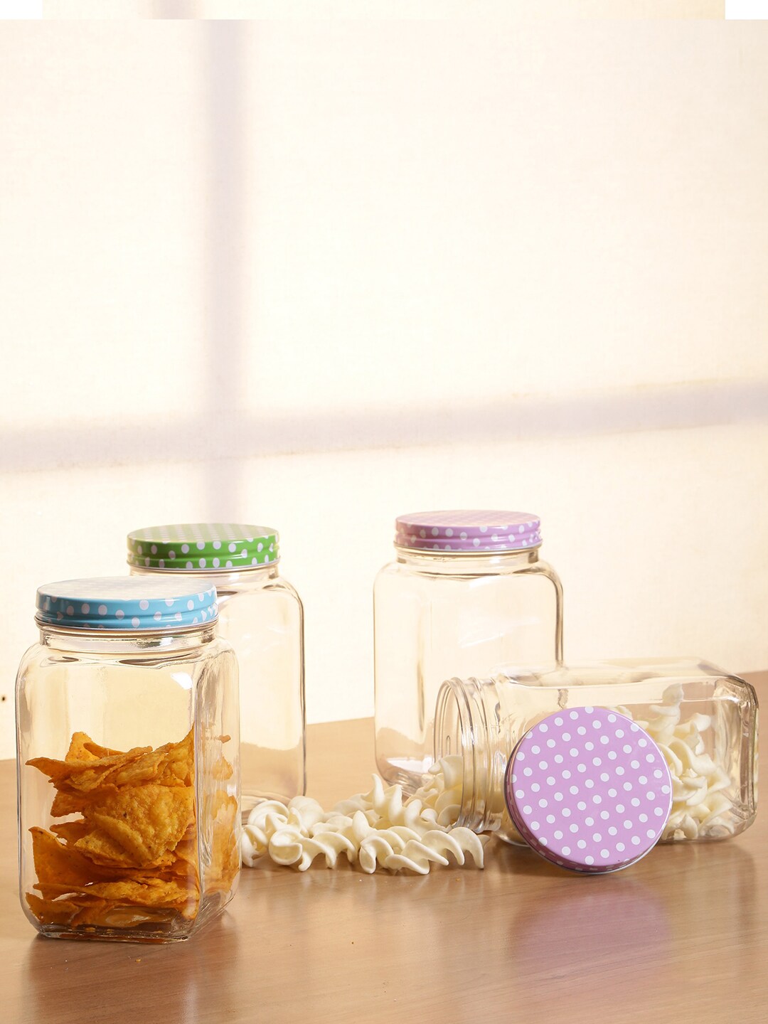 GOODHOMES Set of 4 Transparent Kitchen Storage Jars Price in India