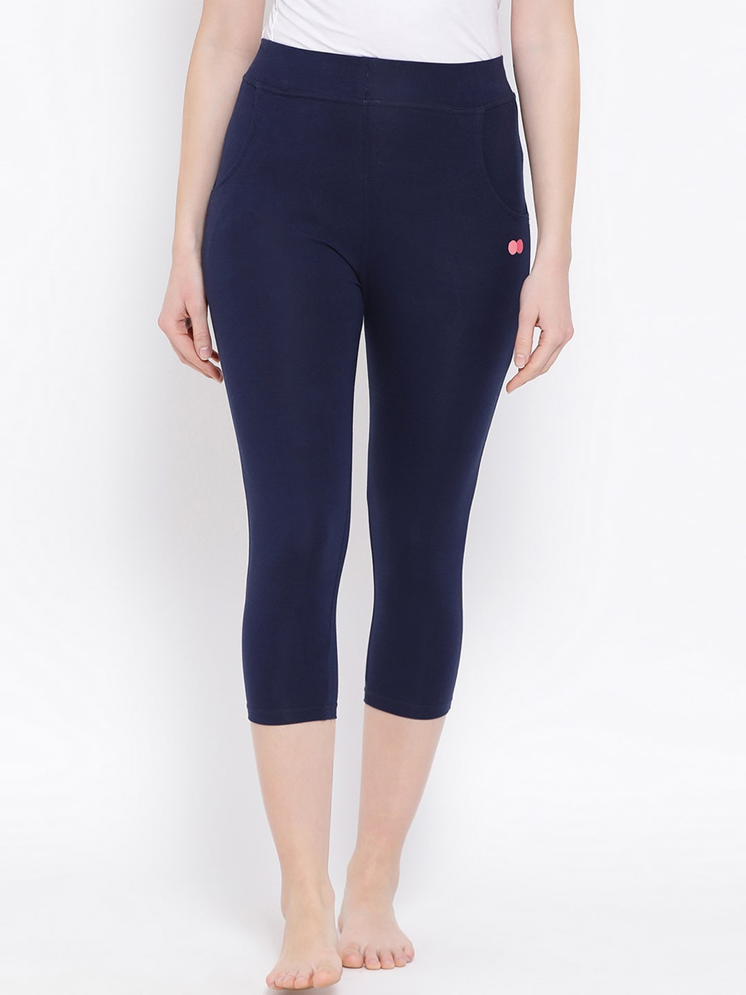Clovia Women Navy Blue Solid Activewear Gym Tights AT0067P08XL Price in India