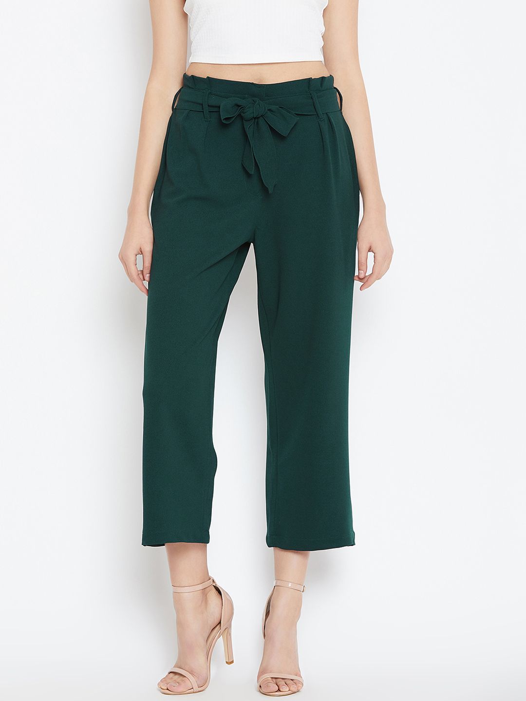 Zastraa Women Green Flared Solid Culottes Price in India