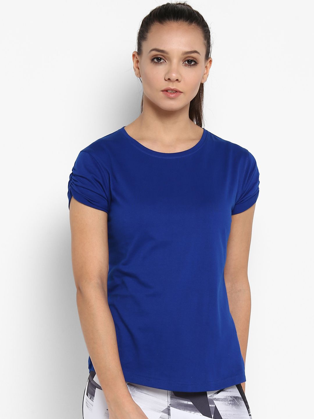 appulse Women Blue Solid Round Neck T-shirt Price in India
