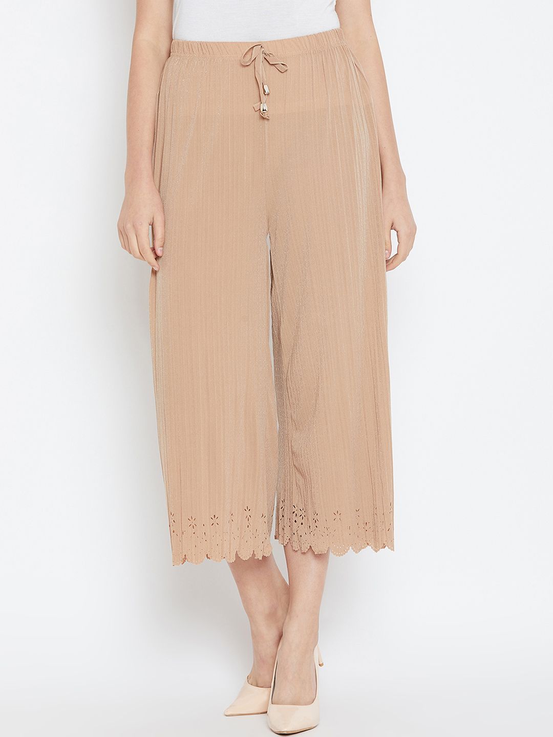 Camey Women Beige Straight Fit Solid Culottes Price in India