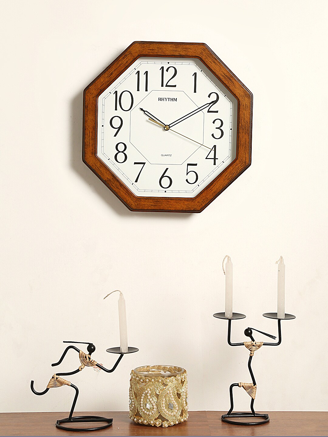 Rhythm Unisex White Handcrafted Geometric Solid Analogue Wall Clock CMG944NR06 Price in India