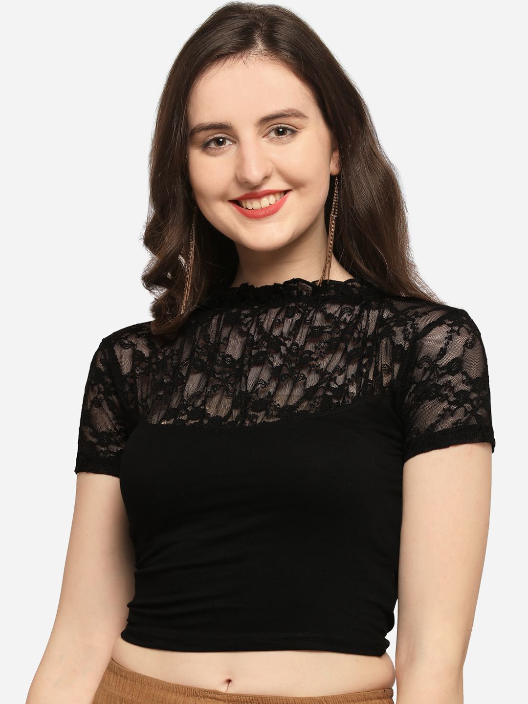 Inddus Women Black Solid Stretchable Saree Blouse