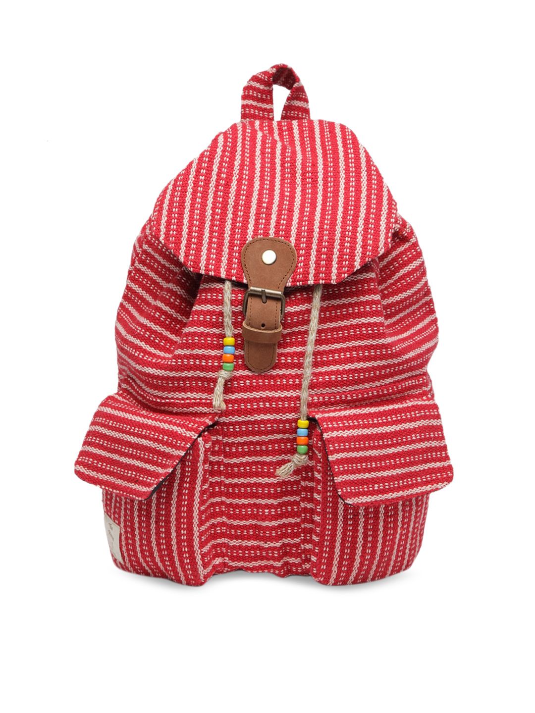 The House of Tara Women Red Stripped Backpack Price in India