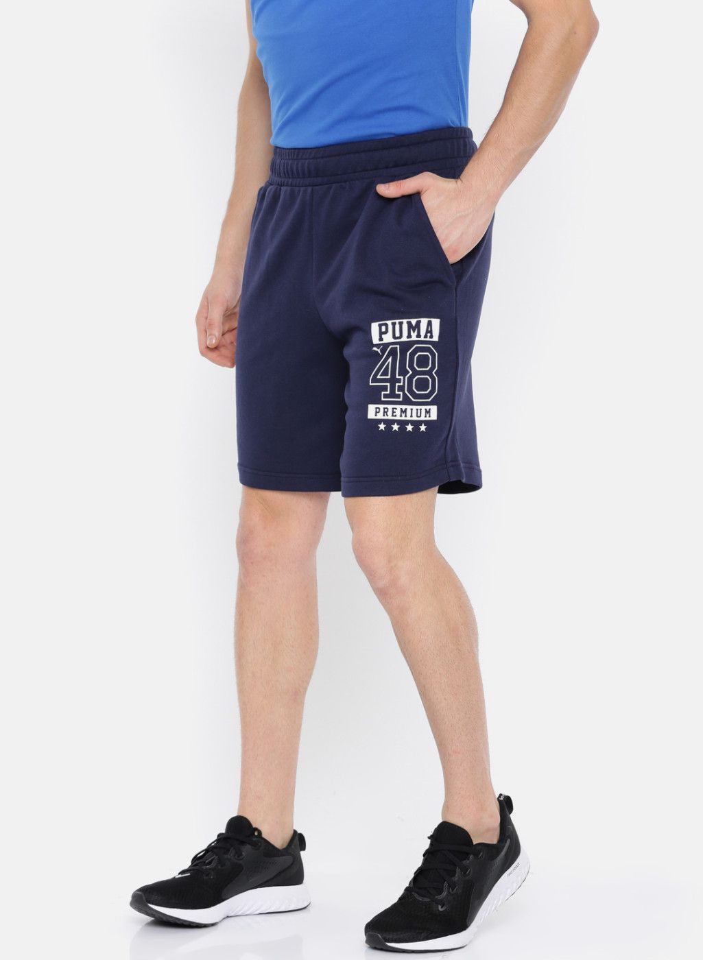 Puma Puma Men Navy Blue Solid Regular Fit Graphic Sports Shorts