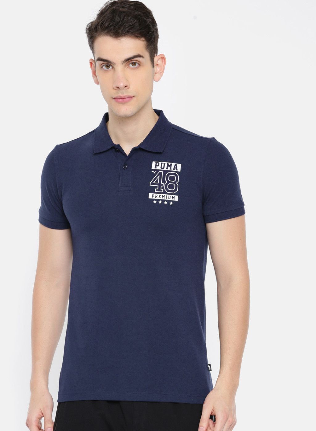 Puma Puma Men Navy Blue Solid Mns Graphic Pique Polo VIII T-Shirt