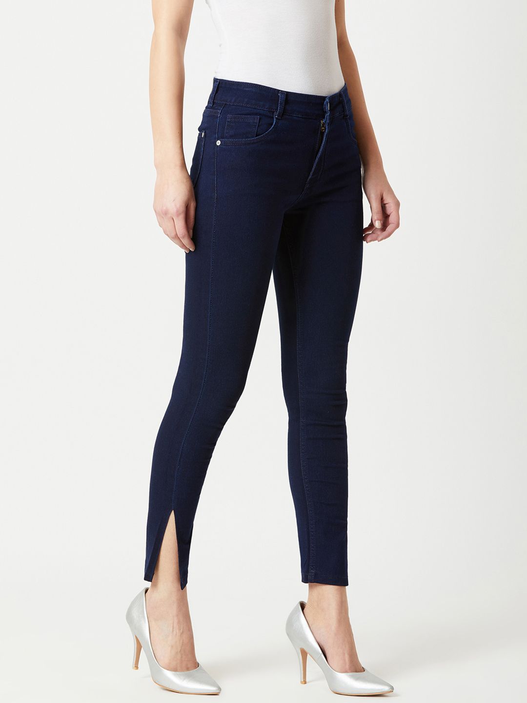 Miss Chase Women Navy Blue Skinny Fit Mid-Rise Clean Look Jeans Price in India