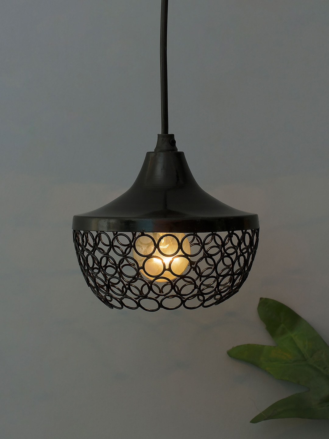 Homesake Black Self Design Handcrafted Goblet Hanging Light Price in India